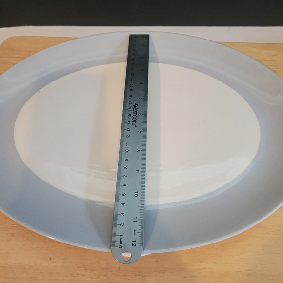 Set of Two Eclectic Ceramic  Serving Platters Steel Gray & Bisque - Picture 4 of 15